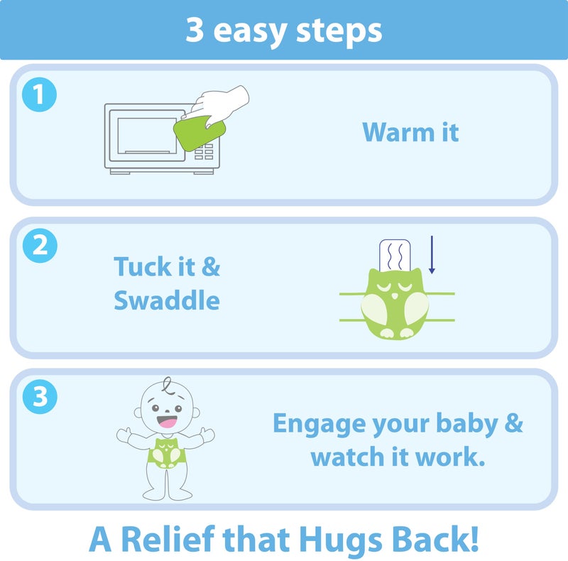 Bebon Baby Colic, Gas and Upset Stomach Relief, Baby Heated Tummy Wrap for Newborns - Belly Hugger - Infant Swaddling Belly Belt, Heating Pad with Soothing Warmth for Fussy Infants (Grey-White) - Image 5